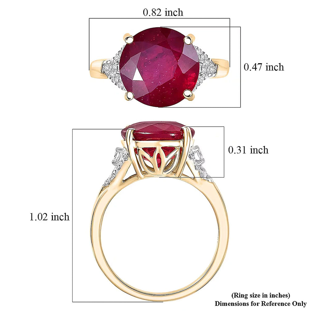 Luxuriant 10K Yellow Gold AAA Niassa Ruby, Lab Grown Diamond GH, SI Main Stone With Side Stone Ring, Gold Wt.3.12 Gms  7.570  Ct._8374057_5