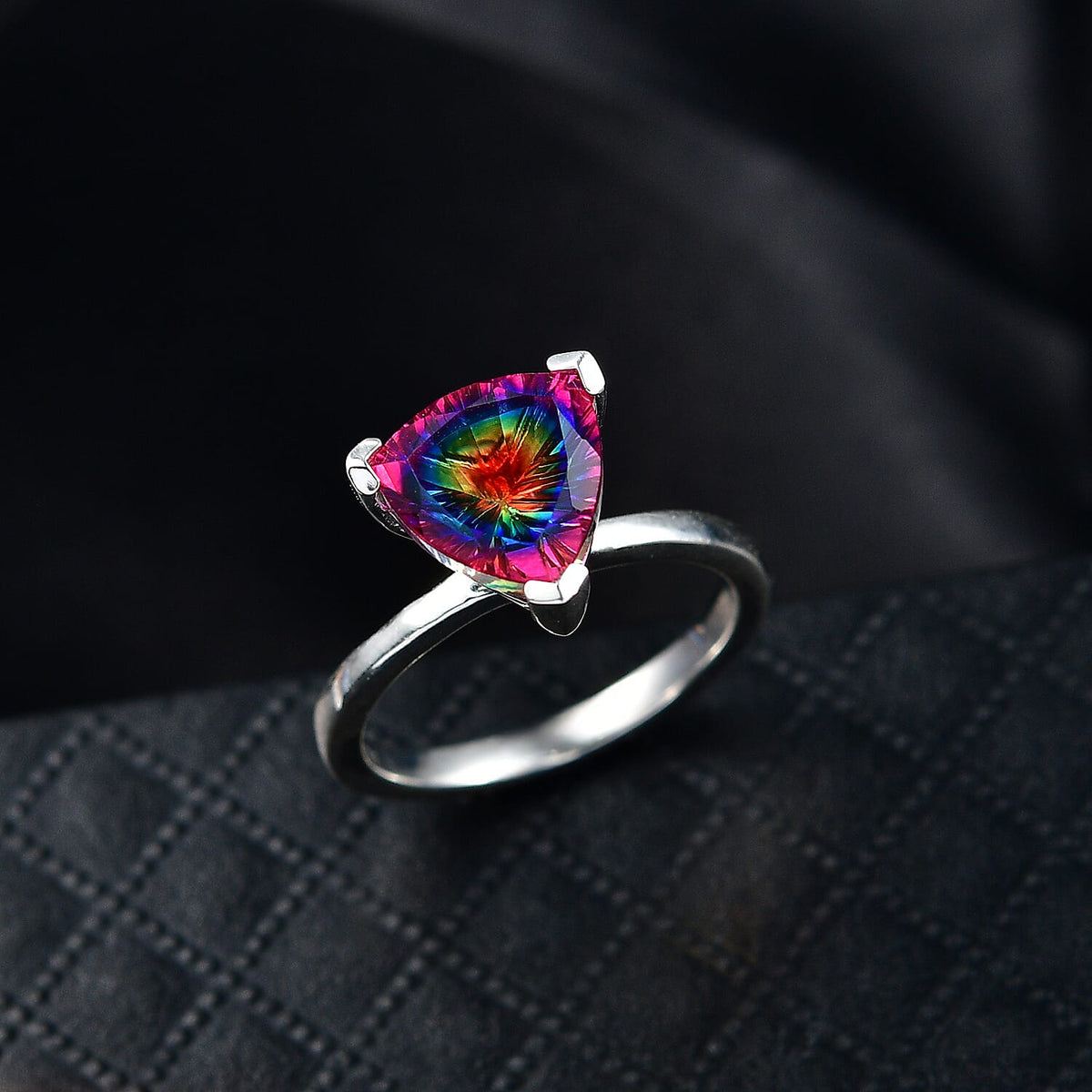 D'Joy Nebula Quartz Doublet Solitaire Ring in Platinum Overlay Sterling Silver 2.96 Ct. V32520060 2