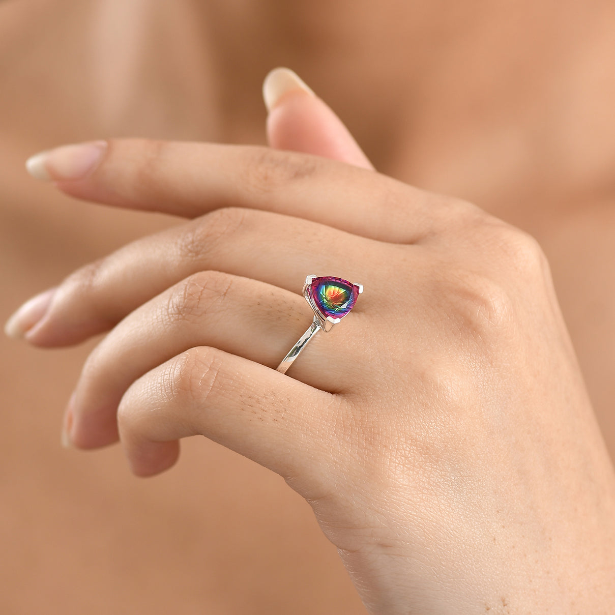 D'Joy Nebula Quartz Doublet Solitaire Ring in Platinum Overlay Sterling Silver 2.96 Ct. V32529510 3