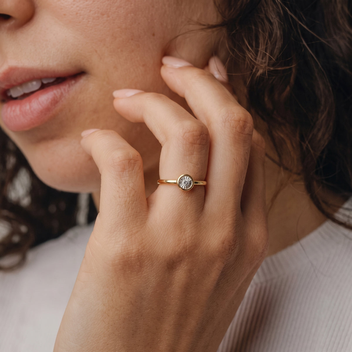 Luxuriant Illusion Plated Lab Grown Diamond Ring in 18K Yellow Gold Vermeil Over Sterling Silver V32652414 3