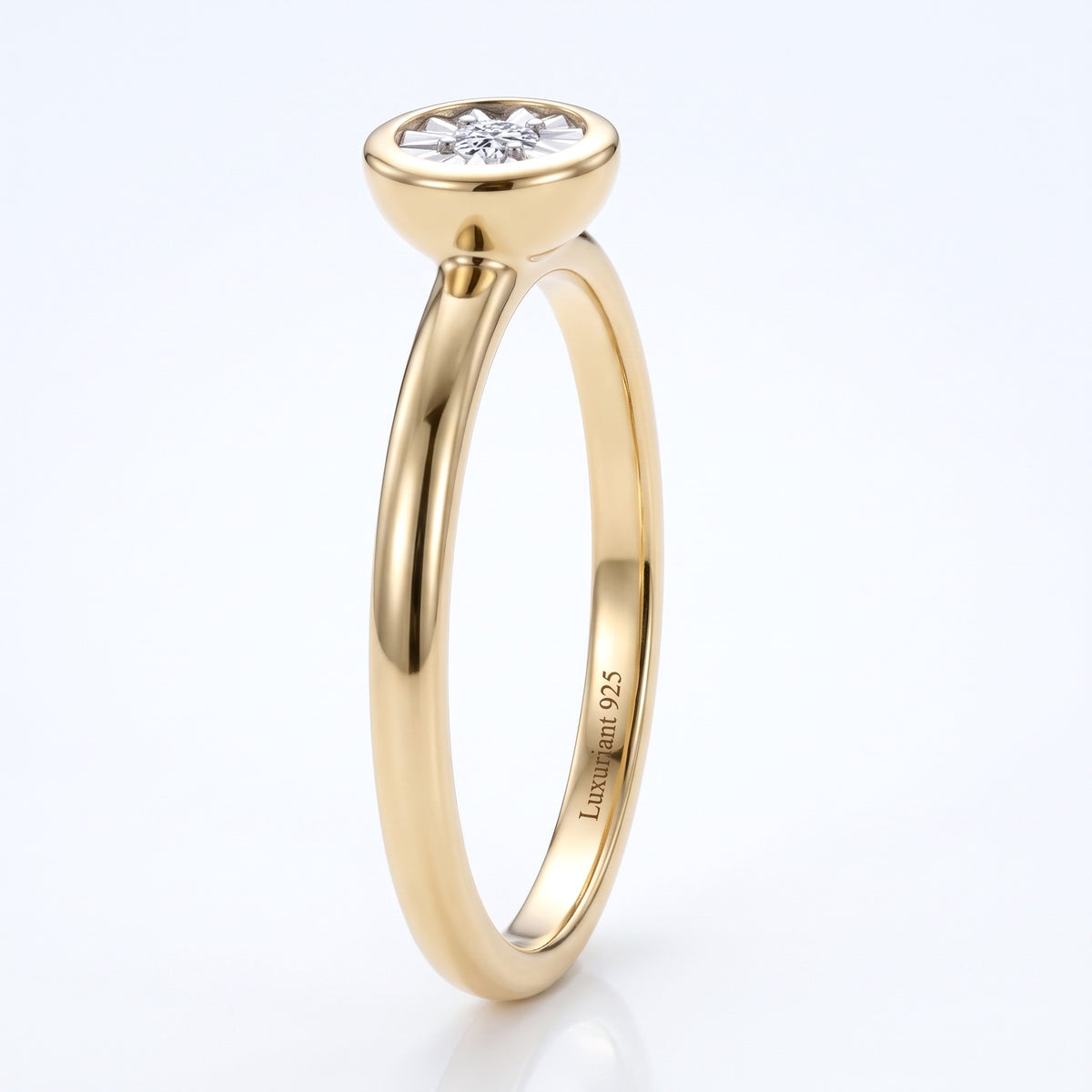 Luxuriant Illusion Plated Lab Grown Diamond Ring in 18K Yellow Gold Vermeil Over Sterling Silver V32652414 4