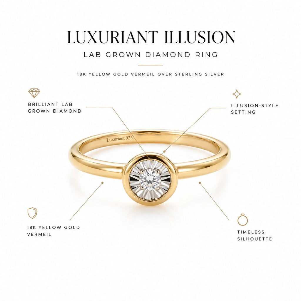 Luxuriant Lab Grown Diamond (SI-G/H) Solitaire Diamond Ring in 18K Vermeil Yellow Gold Plated Sterling Silver_8374535_5
