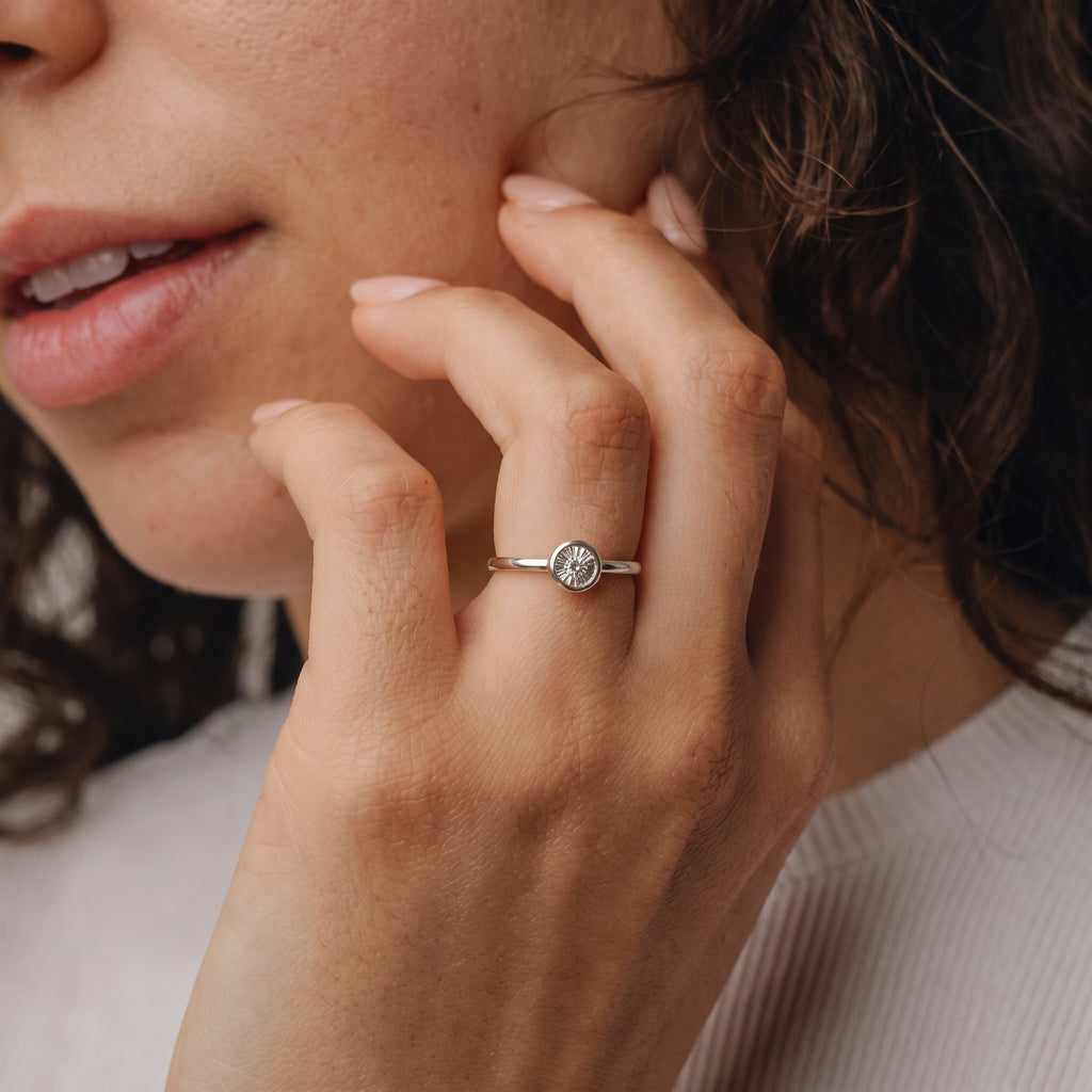 Luxuriant Lab Grown Diamond (SI-G/H) Solitaire Diamond Ring in Rhodium Overlay Sterling Silver_8374543_2