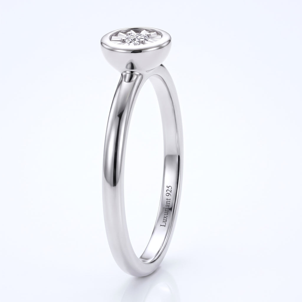 Luxuriant Lab Grown Diamond (SI-G/H) Solitaire Diamond Ring in Rhodium Overlay Sterling Silver_8374543_3