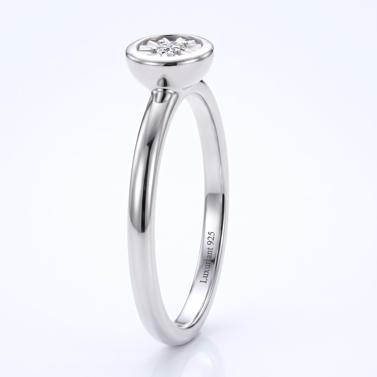 LUXURIANT 0 Ct. Lab Grown Diamond SI G-H Solitaire Ring in Rhodium Overlay Sterling Silver V32655192 4
