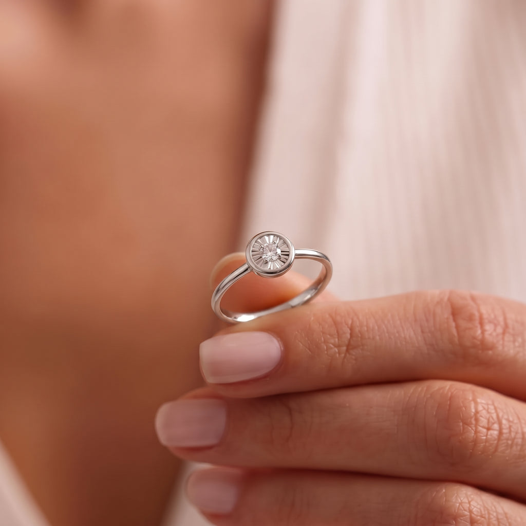 Luxuriant Lab Grown Diamond (SI-G/H) Solitaire Diamond Ring in Rhodium Overlay Sterling Silver_8374543_4