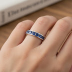 Rhapsody 950 Platinum AAAA Ceylon Sapphire Half Eternity Band Ring 1.40 Ct, Platinum Wt. 7.00 Gms.