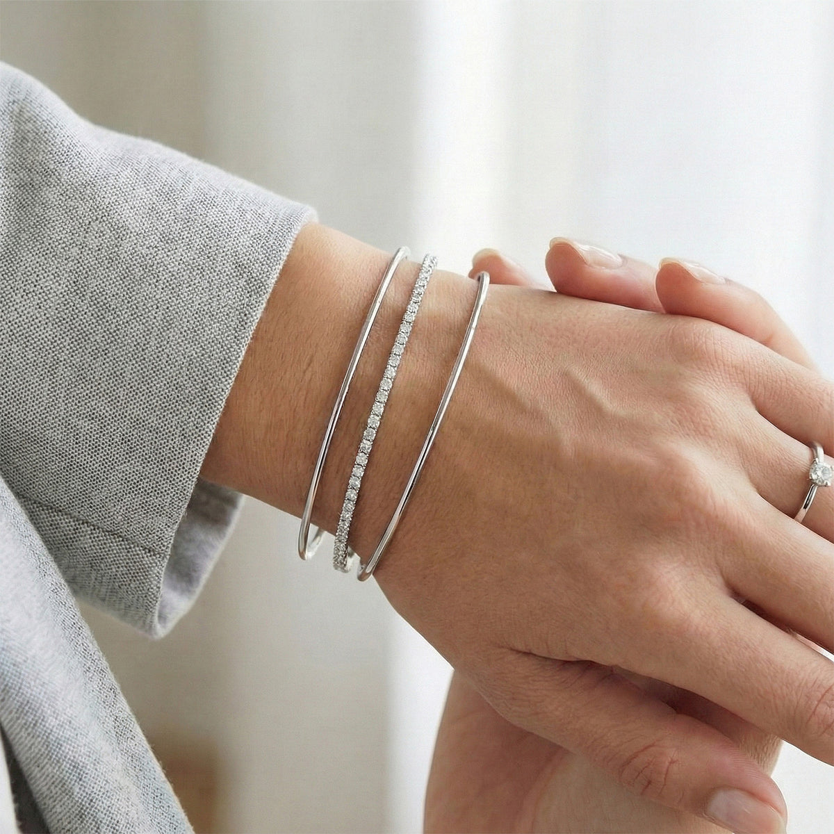 D'Joy Moissanite Line Bracelet (Size 6.5) in Rhodium Overlay Sterling Silver 2.68 Ct 8374645 2