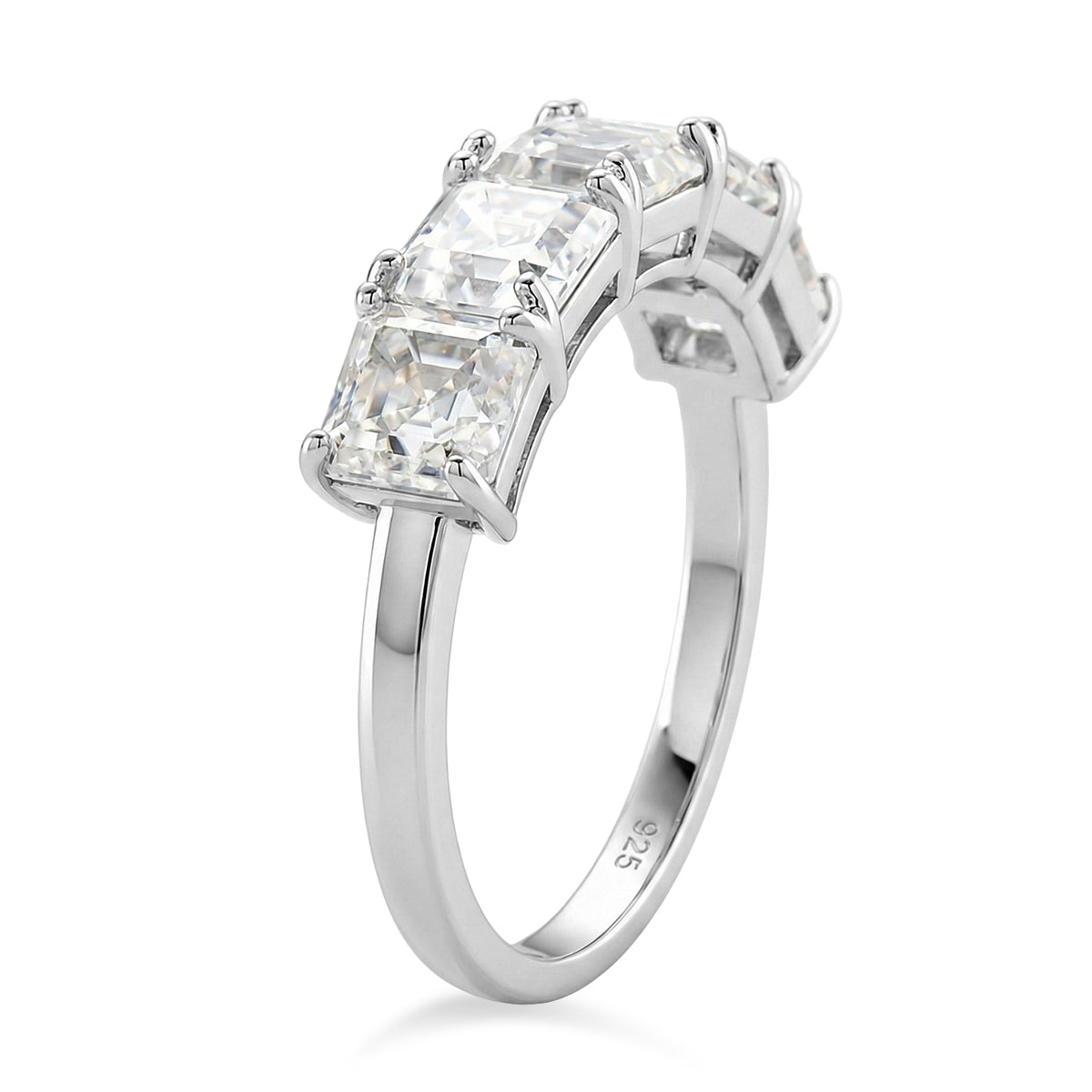 D'Joy Moissanite 5 Stone Ring in Rhodium Overlay Sterling Silver 3.45 Ct. V32514570 3