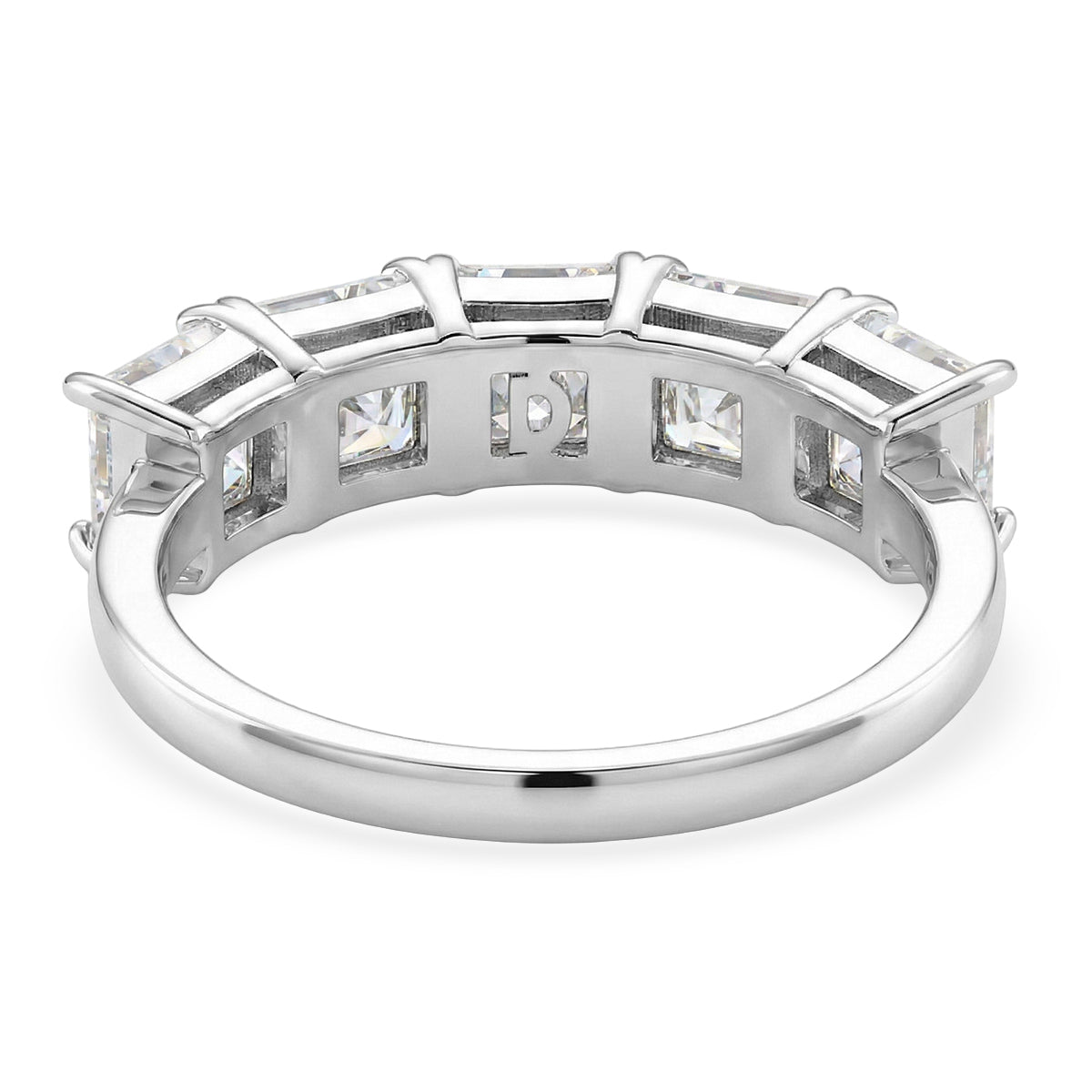 D'Joy Moissanite 5 Stone Ring in Rhodium Overlay Sterling Silver 3.45 Ct. V32514570 4