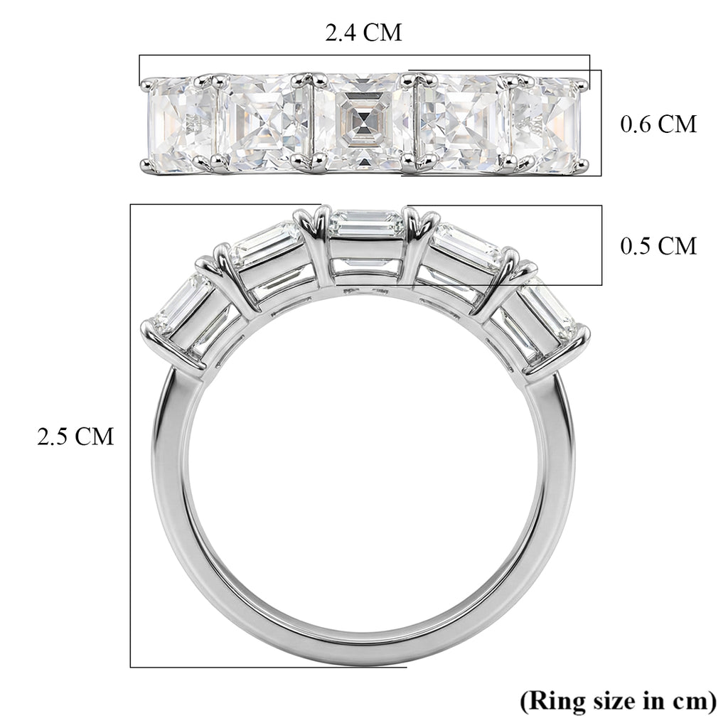 D'Joy Moissanite 5 Stone Ring in Rhodium Overlay Sterling Silver 3.45 Ct._8375002_5