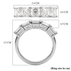 D'Joy Moissanite 5 Stone Ring in Rhodium Overlay Sterling Silver 3.45 Ct._8375002_5