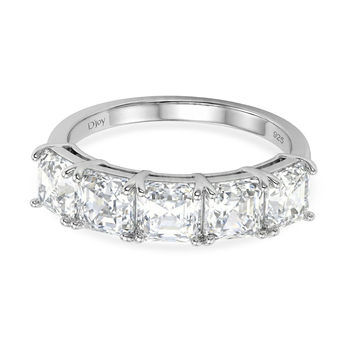 D'Joy Moissanite 5 Stone Ring in Rhodium Overlay Sterling Silver 3.45 Ct. V32520067 0