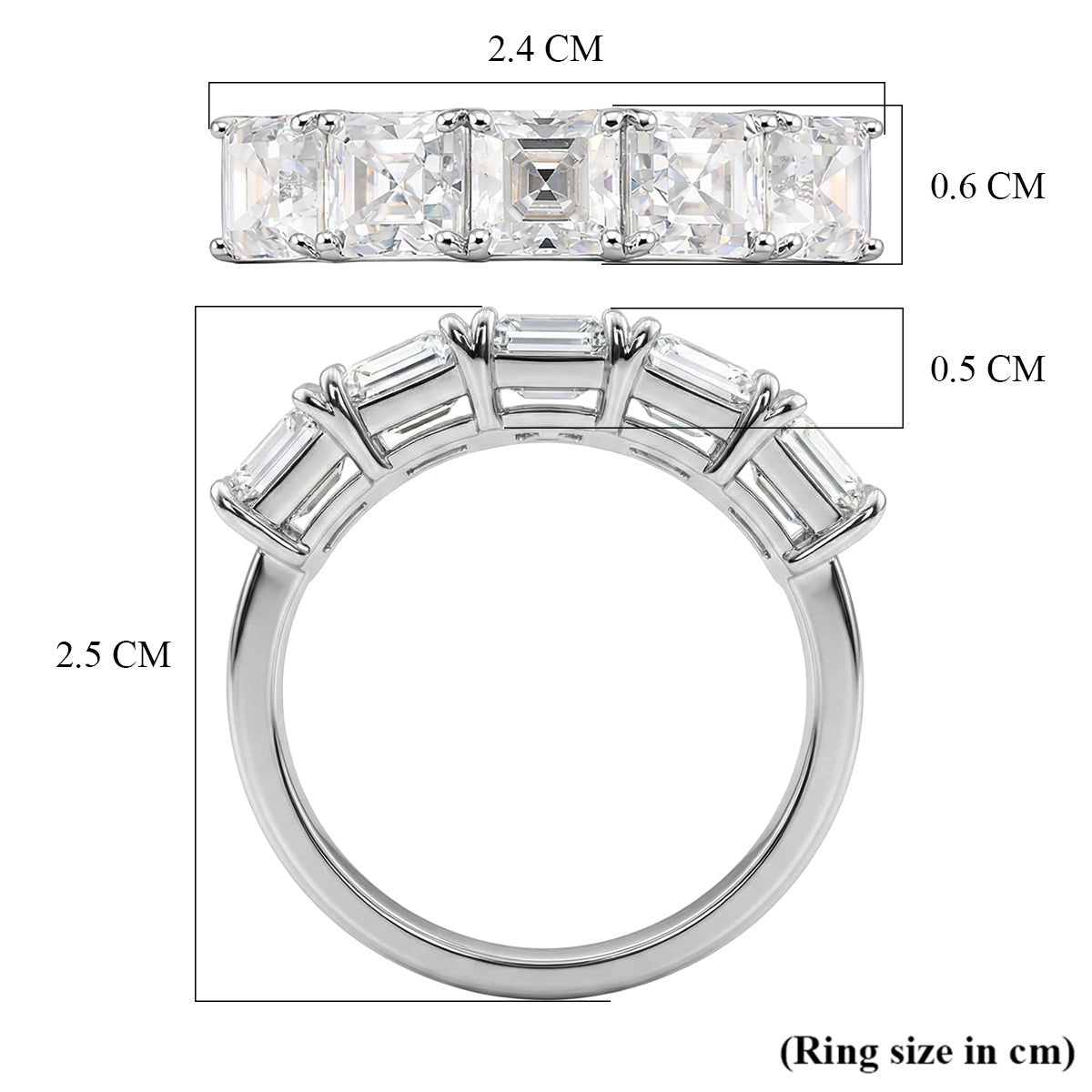 D'Joy Moissanite 5 Stone Ring in Rhodium Overlay Sterling Silver 3.45 Ct. V32520067 5