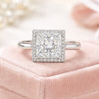 Moissanite Princess Cut Ring in Rhodium Overlay Sterling Silver 4.25 Ct._8375031_1