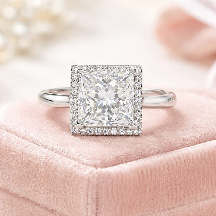 Moissanite Princess Cut Ring in Rhodium Overlay Sterling Silver 4.25 Ct. 8375031 2