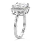 Moissanite Princess Cut Ring in Rhodium Overlay Sterling Silver 4.25 Ct._8375031_3