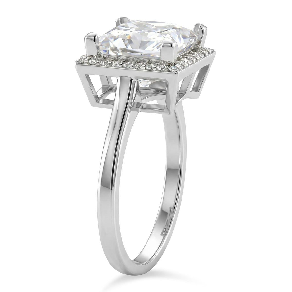 Moissanite Princess Cut Ring in Rhodium Overlay Sterling Silver 4.25 Ct. 8375031 4