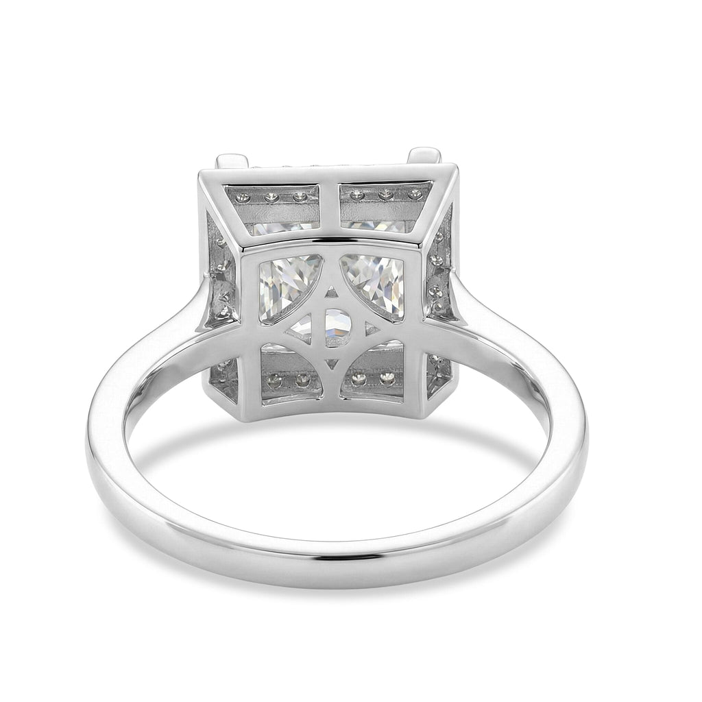 Moissanite Princess Cut Ring in Rhodium Overlay Sterling Silver 4.25 Ct._8375031_4
