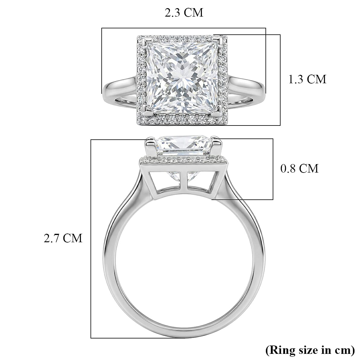 Moissanite Princess Cut Ring in Rhodium Overlay Sterling Silver 4.25 Ct. 8375031 6