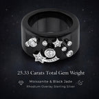 D'Joy Moissanite & Boots Black Jade Band Celestial Band Ring in Rhodium Overlay Sterling Silver 25.33 Ct._8375069_4