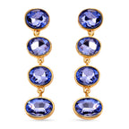 Blue Crystal Dangling Earring with Push Back in Yellow Gold Tone_8375212