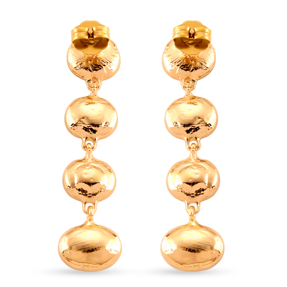 Blue Crystal Dangling Earring with Push Back in Yellow Gold Tone V32531433 4