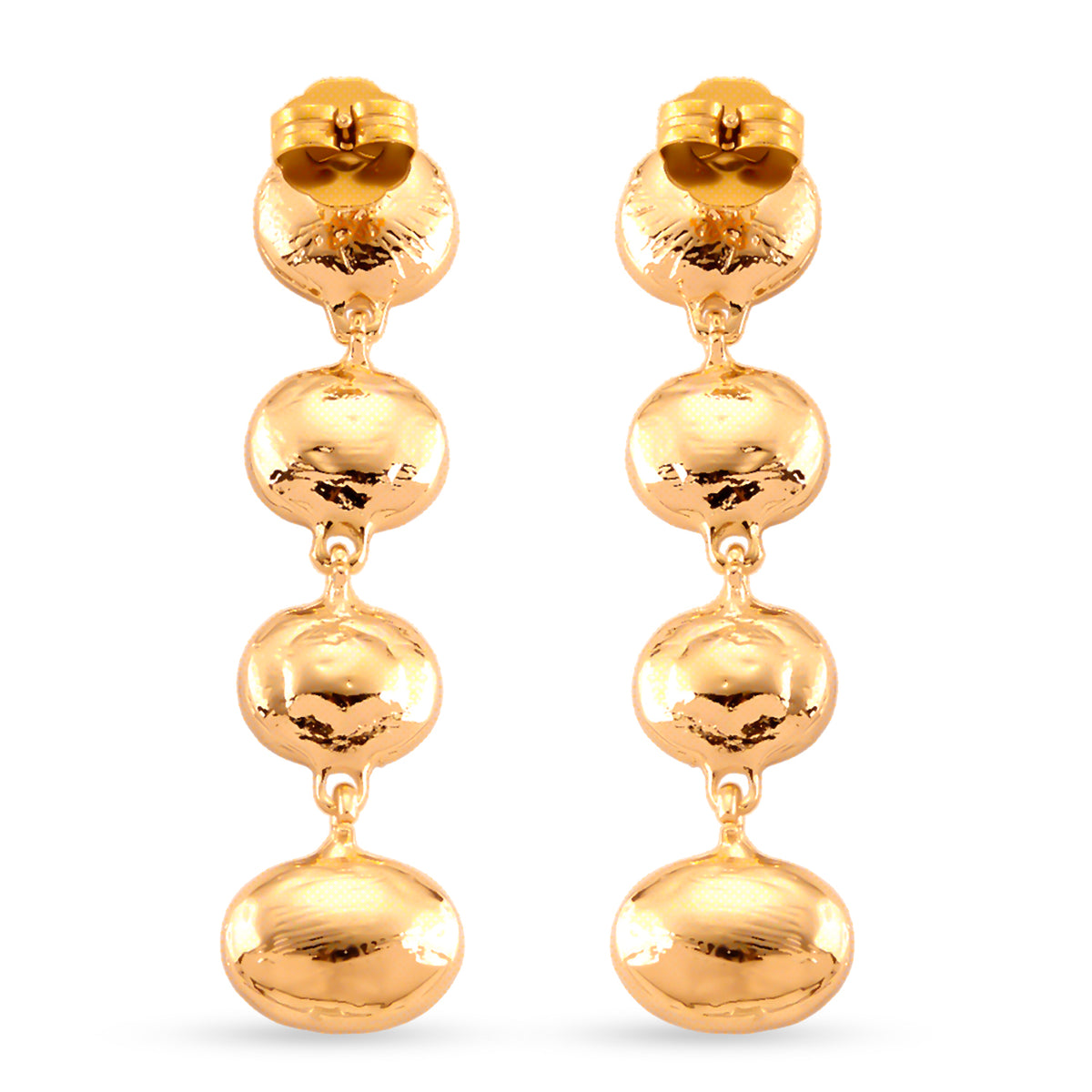 Blue Crystal Dangling Earring with Push Back in Yellow Gold Tone V32531433 4