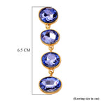 Blue Crystal Dangling Earring with Push Back in Yellow Gold Tone_8375212_4