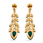 Green Crystal Dangling Earring with Push Back in Yellow Gold Tone_8375217_3