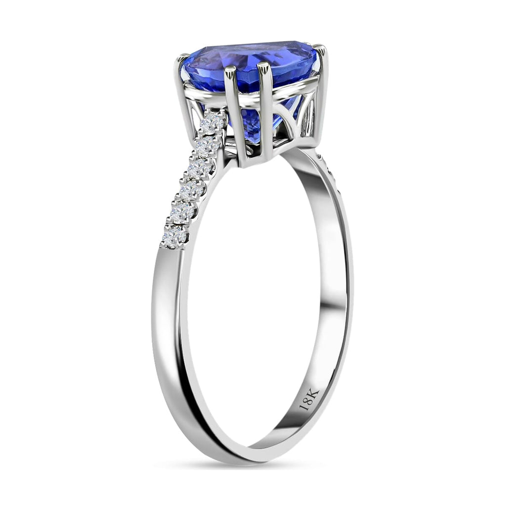 Iliana 18K W Gold AAA Tanzanite, White Diamond SI Ring, Gold Wt.2.8 Gms  2.050  Ct._8375309_3