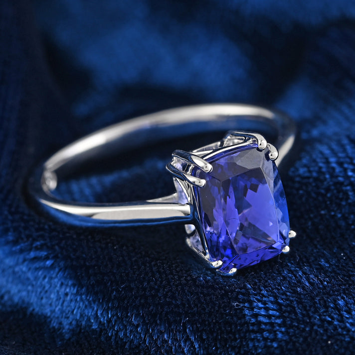 Certified &amp; Appraised RHAPSODY 950 Platinum AAAA Tanzanite and Diamond VS-EF Ring 2.50 Ct 8375320 2