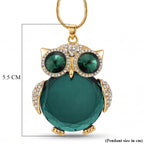 Green & White Crystal Owl Pendant With Snake Necklace (Size - 28+2 Ext) With Lobster Clasp_8375340_6