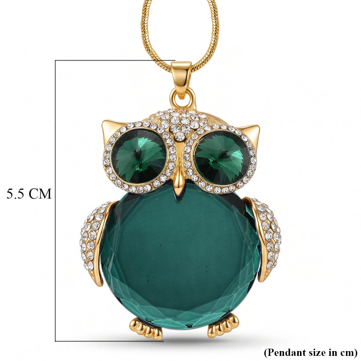 Green &amp; White Crystal Owl Pendant With Snake Necklace (Size - 28+2 Ext) With Lobster Clasp 8375340 7