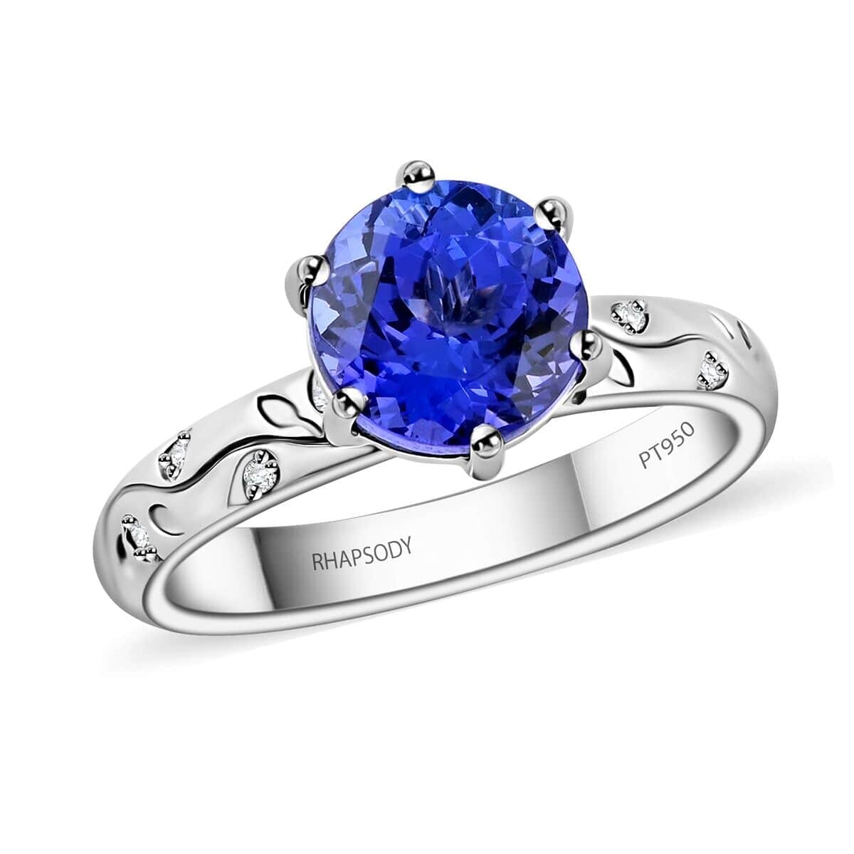Certified &amp; Appraised RHAPSODY 950 Platinum AAAA Tanzanite, White Diamond VS Ring 2.50 Ct. 8375343 0