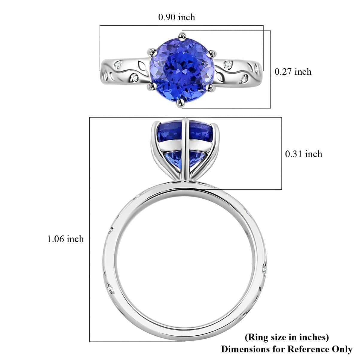 Certified &amp; Appraised RHAPSODY 950 Platinum AAAA Tanzanite, White Diamond VS Ring 2.50 Ct. 8375343 4