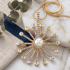 Simulated Mystic White Crystal Sunburst Pattern Necklace (Size - 28+2 Ext)_8375358_2