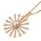 Simulated Mystic White Crystal Sunburst Pattern Necklace (Size - 28+2 Ext)_8375358_3