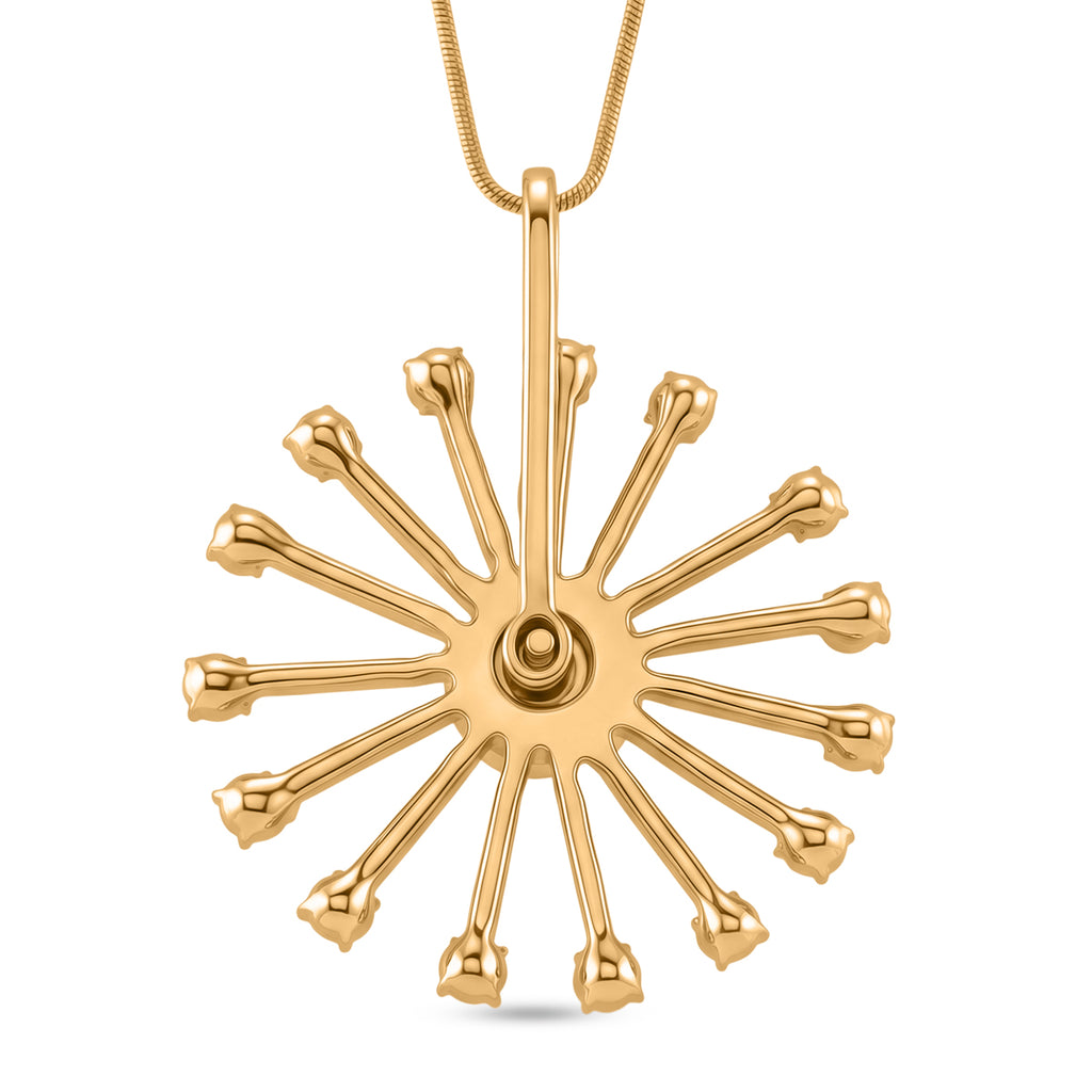 Simulated Mystic White Crystal Sunburst Pattern Necklace (Size - 28+2 Ext)_8375358_4