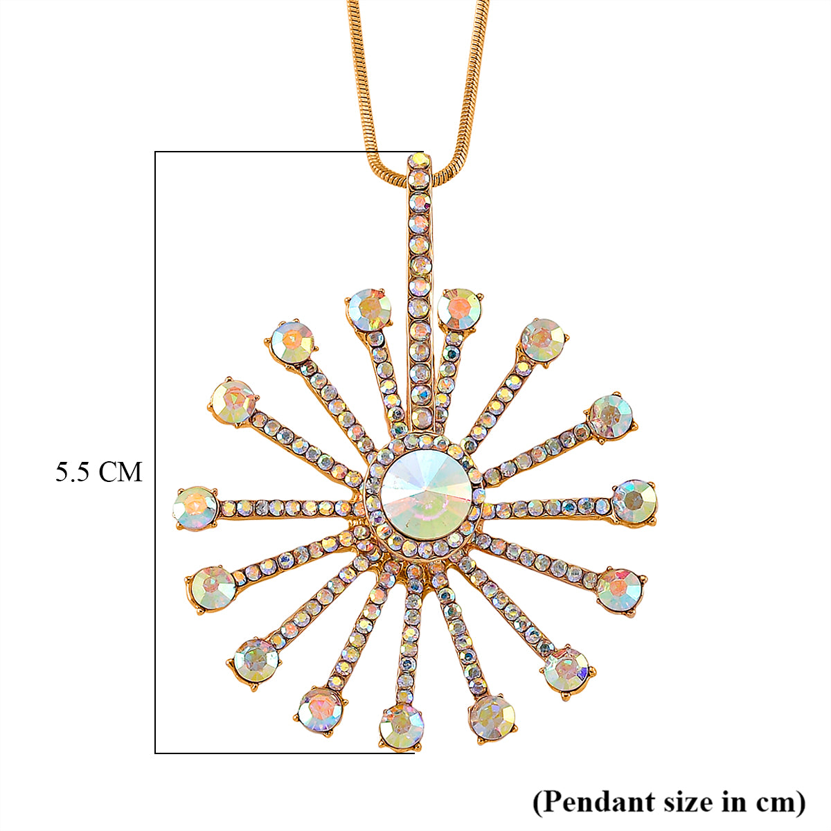 Simulated Mystic White Crystal Sunburst Pattern Necklace (Size - 28+2 Ext) V32514488 7