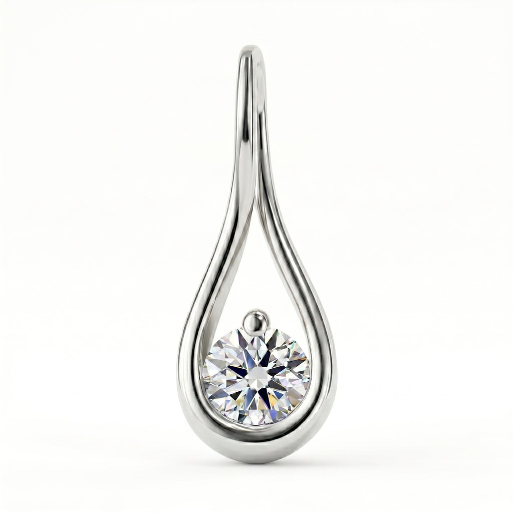 Luxuriant - Lab Grown Diamond (SI/G-H) Solitaire Pendant in Rhodium Overlay Sterling Silver 0.60 Ct._8375584
