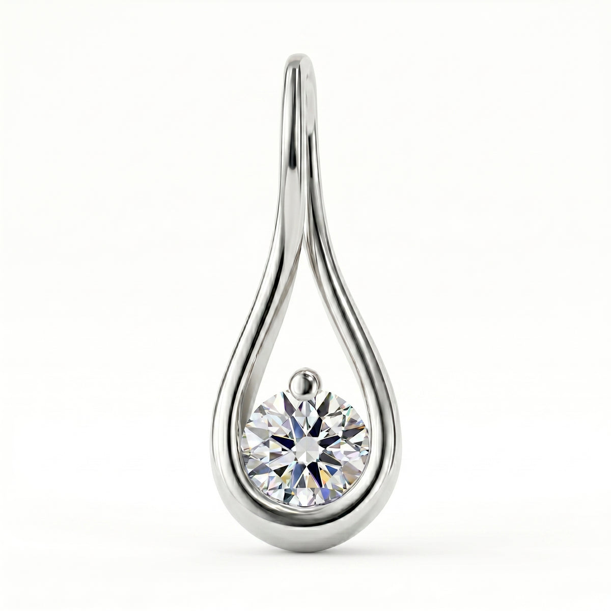 LUXURIANT Lab Grown Diamond Infinity Solitaire Pendant in Rhodium Sterling Silver 8375584 0
