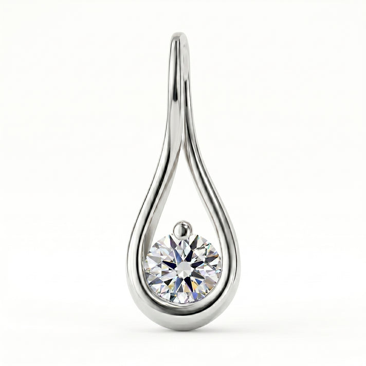 LUXURIANT Lab Grown Diamond Infinity Solitaire Pendant in Rhodium Sterling Silver 8375584 1