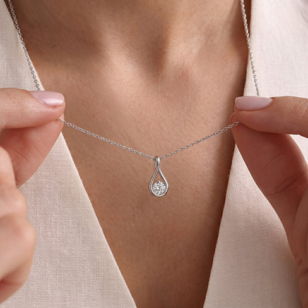 Luxuriant - Lab Grown Diamond (SI/G-H) Solitaire Pendant in Rhodium Overlay Sterling Silver 0.60 Ct._8375584_2