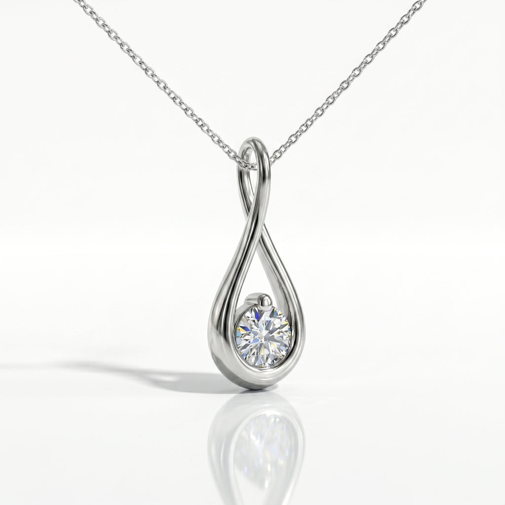 Luxuriant - Lab Grown Diamond (SI/G-H) Solitaire Pendant in Rhodium Overlay Sterling Silver 0.60 Ct._8375584_3