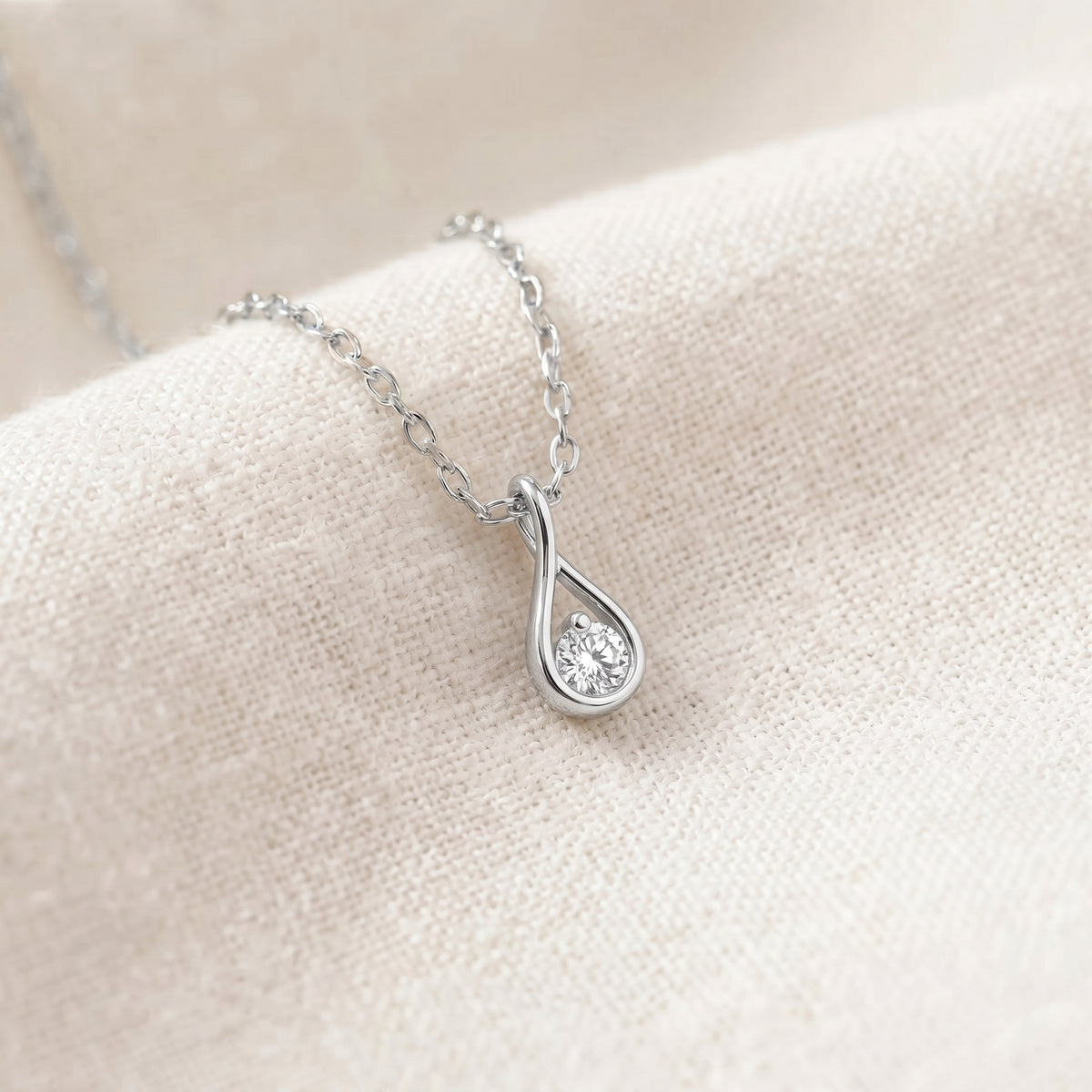 LUXURIANT Lab Grown Diamond Infinity Solitaire Pendant in Rhodium Sterling Silver 8375584 5