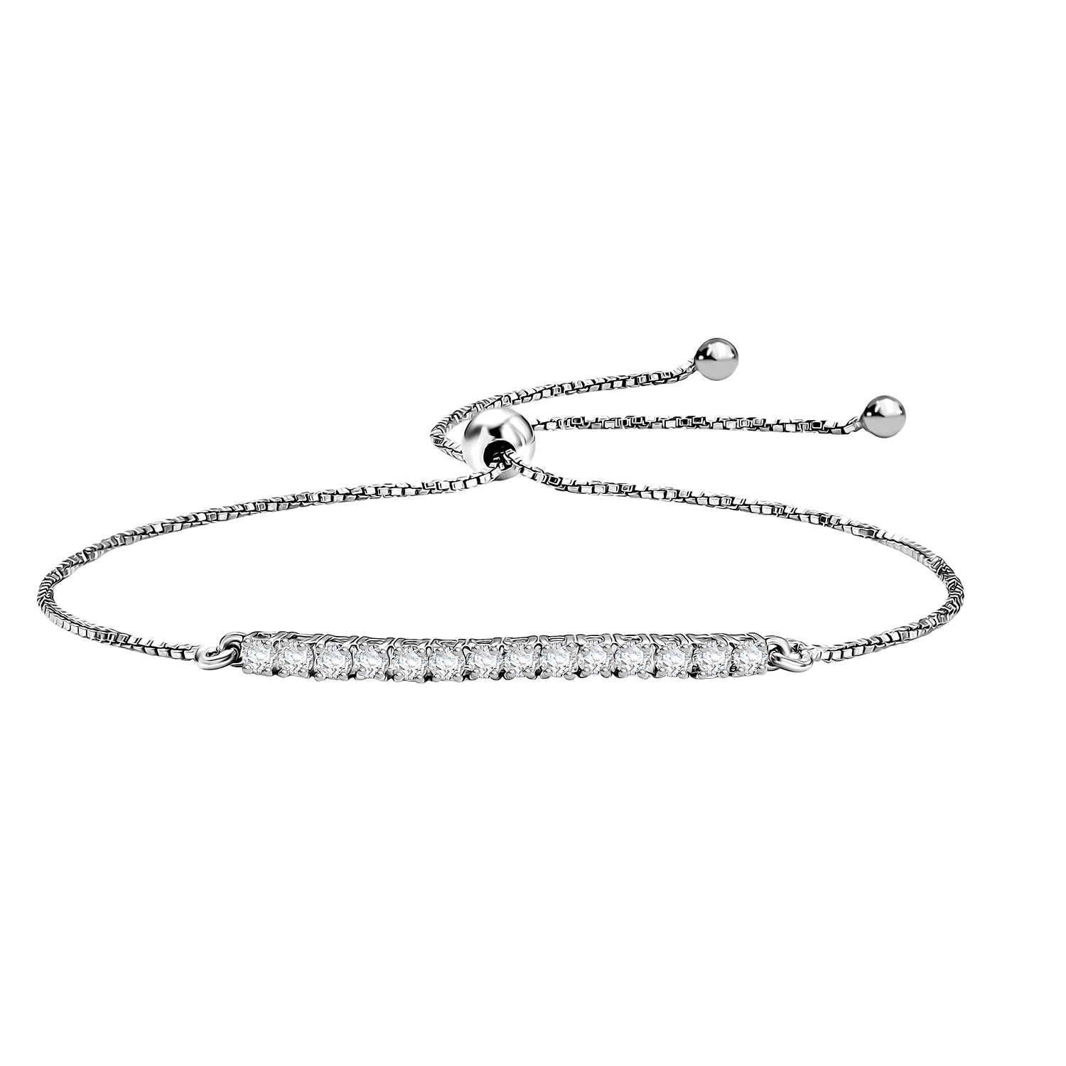 LUXURIANT 0.5 Ct. Lab Grown Diamond Line Bracelet in Rhodium Overlay Sterling Silver (SI-GH) 8375721 0