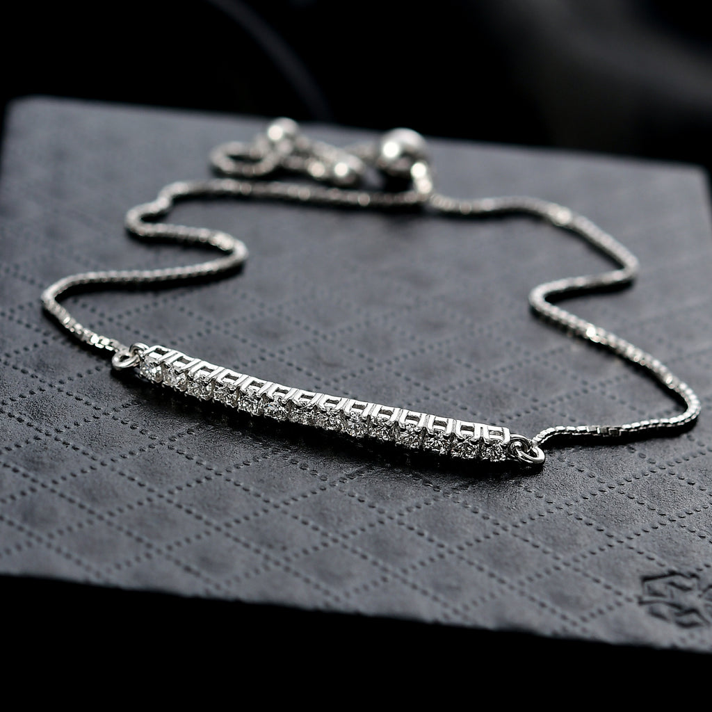 Luxuriant - Lab Grown Diamond (SI/G-H) Adjustable Bracelet (Size - 10.5) in Rhodium Overlay Sterling Silver 0.50 Ct_8375721_1
