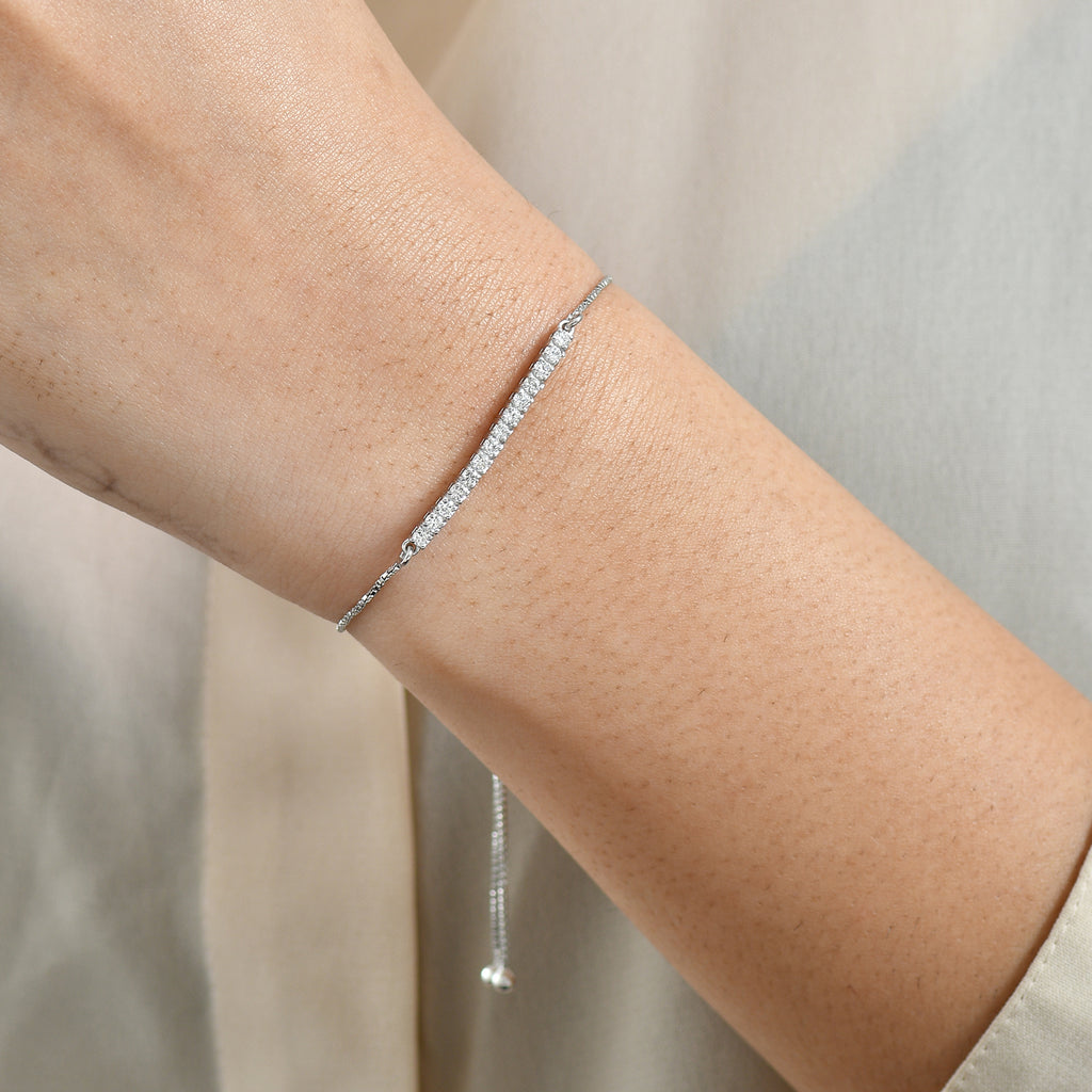 Luxuriant - Lab Grown Diamond (SI/G-H) Adjustable Bracelet (Size - 10.5) in Rhodium Overlay Sterling Silver 0.50 Ct_8375721_2
