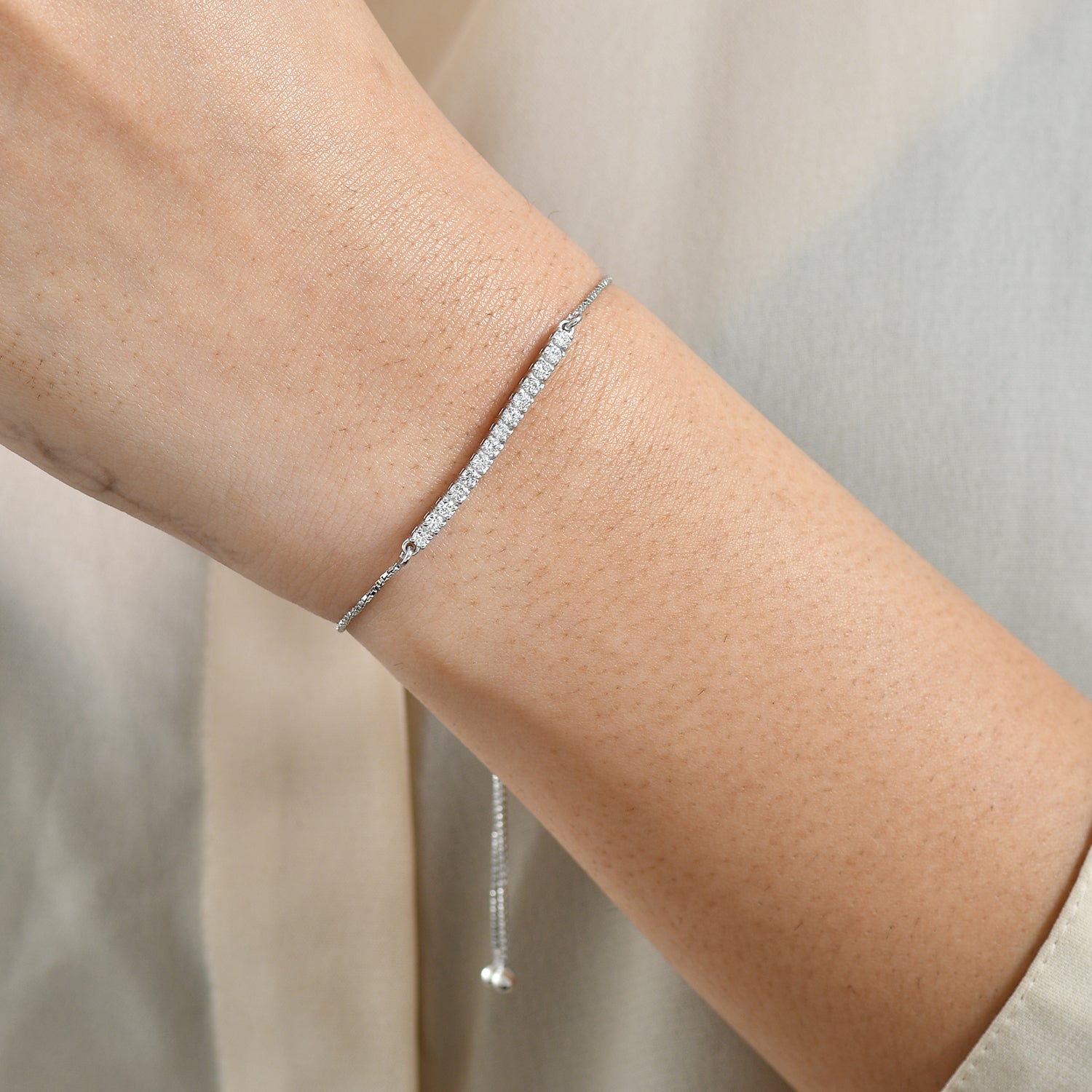 LUXURIANT 0.5 Ct. Lab Grown Diamond Line Bracelet in Rhodium Overlay Sterling Silver (SI-GH) 8375721 3
